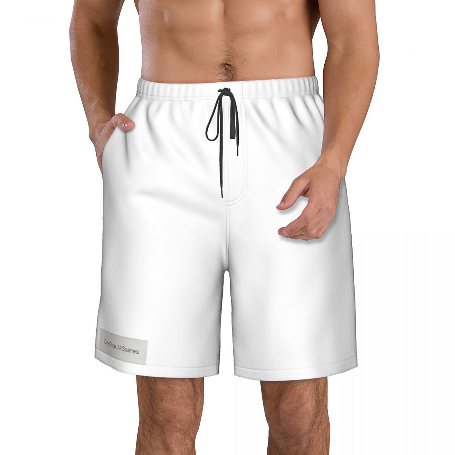 White Men's Summer Shorts Comfortable And Soft Fabric Daily Wearing