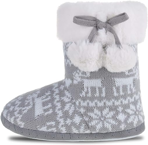 MIXIN Girls Slippers Boots Bedroom Bootie Shoes for Winter Warm Anti-Slip Plush Slippers for Little Kid