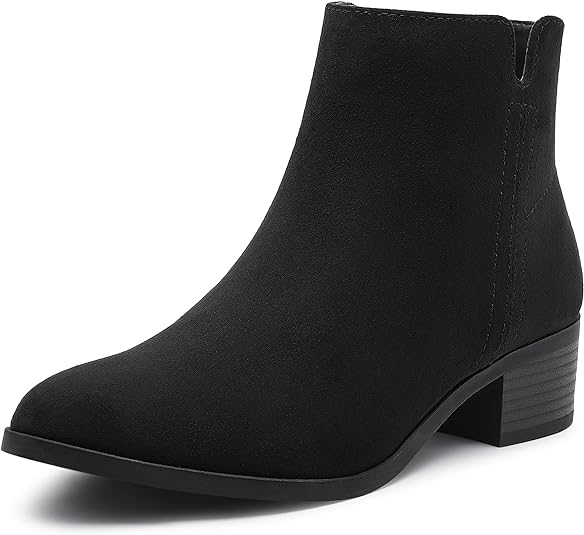 MIXIN Women's Fashion Ankle Wedge Boots Classic Booties Chunky Heel Slip On Zipper Shoes