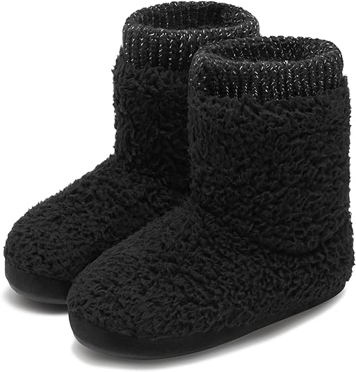 Women's Comfort Warm Faux Fleece Fuzzy Ankle Bootie Slippers Plush Lining Slip-on House Shoes Anti-Slip Sole Indoor/Outdoor