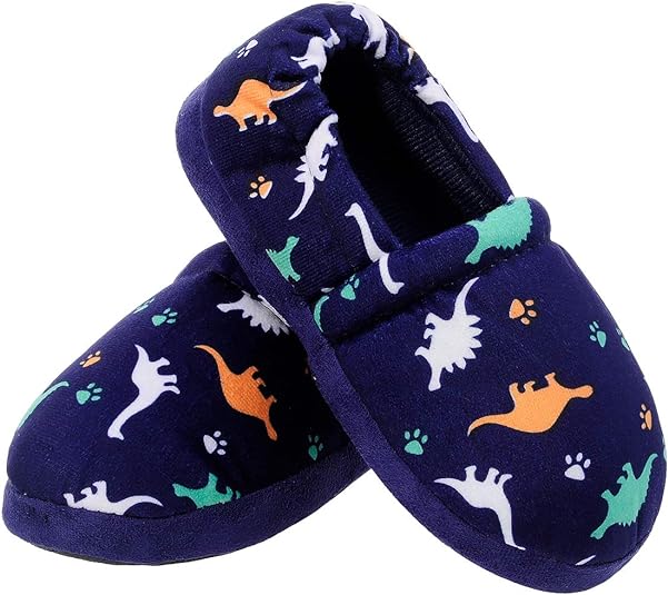 MIXIN Boys Slippers Indoor House Slippers Bedroom Dinosaur Soft Warm Boys House Shoes with Memory Foam