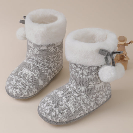 Girls Slippers Boots Bedroom Bootie Shoes for Winter Warm Anti-Slip Plush Slippers for Little Kid