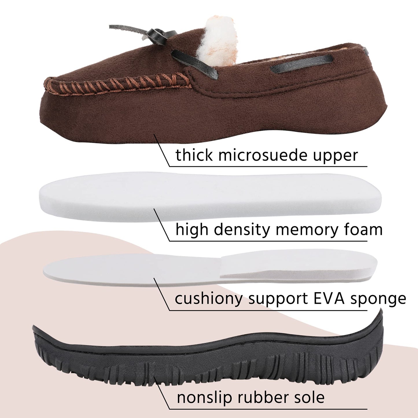 Boys Slippers Girls Slippers Memory Foam Moccasin Shoes Furry Plush Lining Non Slip Indoor Outdoor Boys Slippers for Big Kids Little Kids