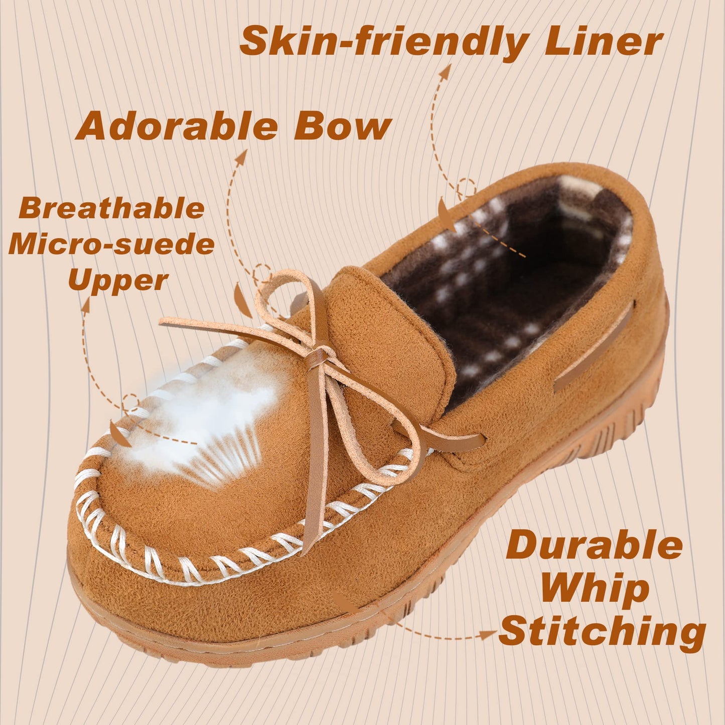 Boys House Slippers Memory Foam Moccasin Shoes Furry Plush Lining Non Slip Indoor Outdoor Boys Slippers for Big Kids Little Kids