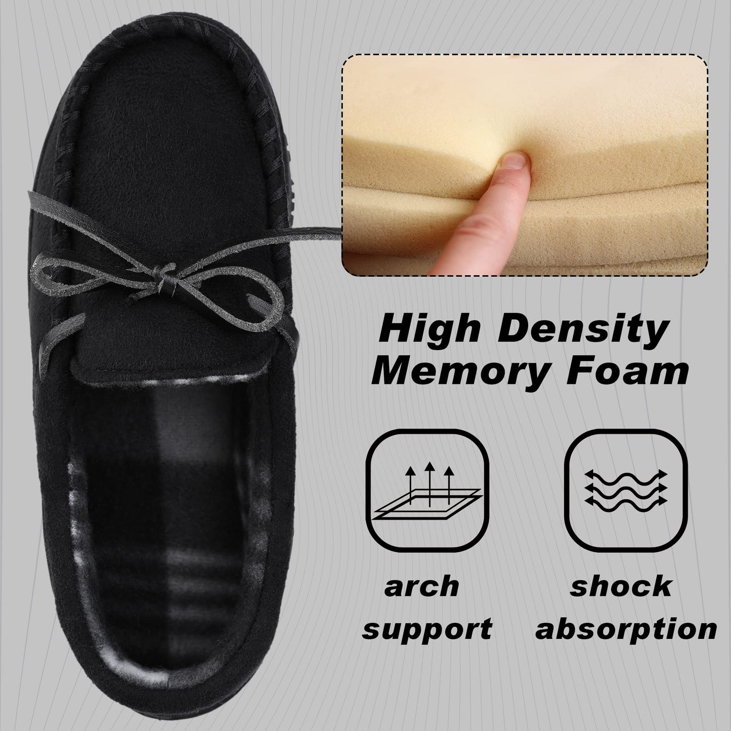 Boys House Slippers Memory Foam Moccasin Shoes Furry Plush Lining Non Slip Indoor Outdoor Boys Slippers for Big Kids Little Kids