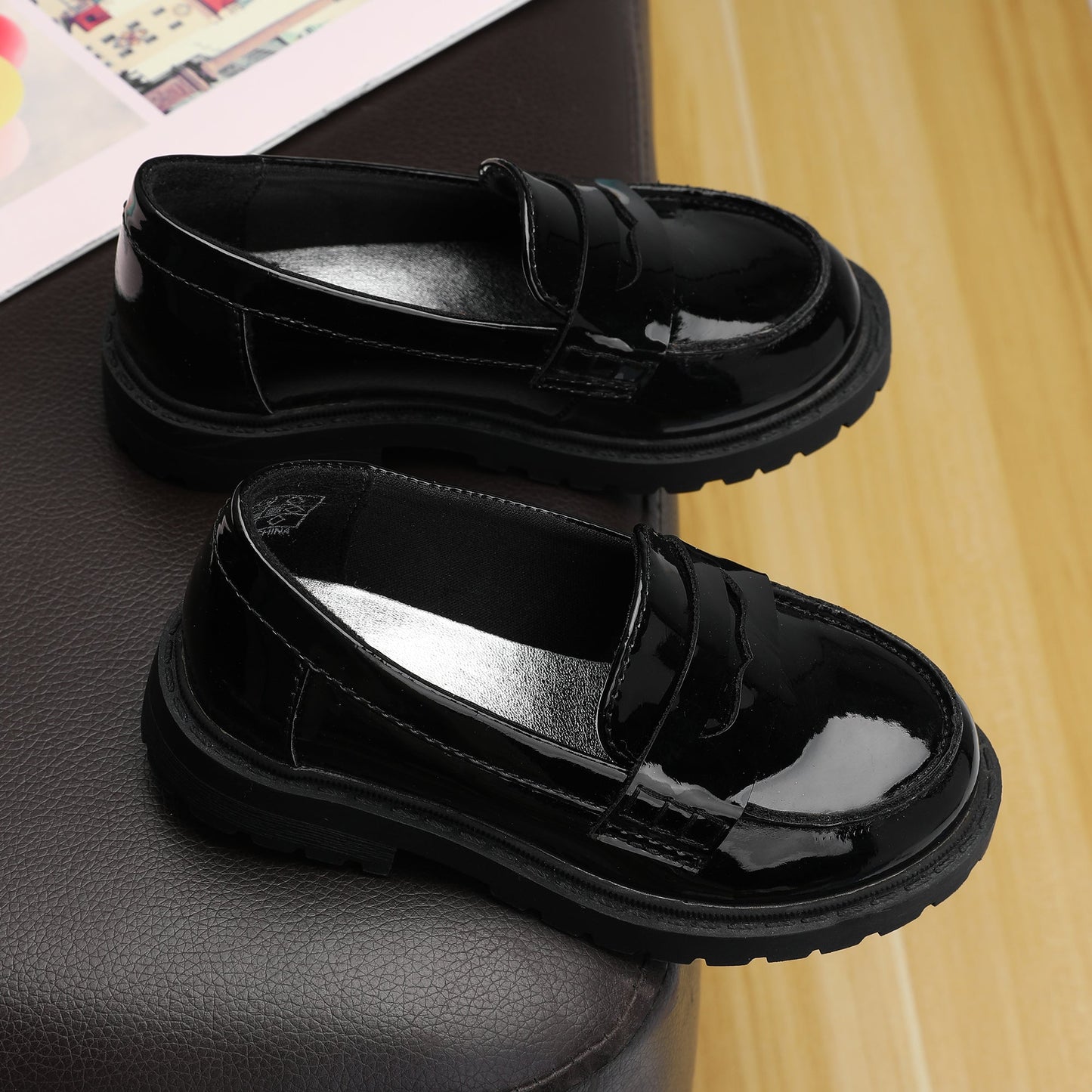 Girls Loafers Chunky Platform Penny Loafers School Uniform Slip On Dress Shoes