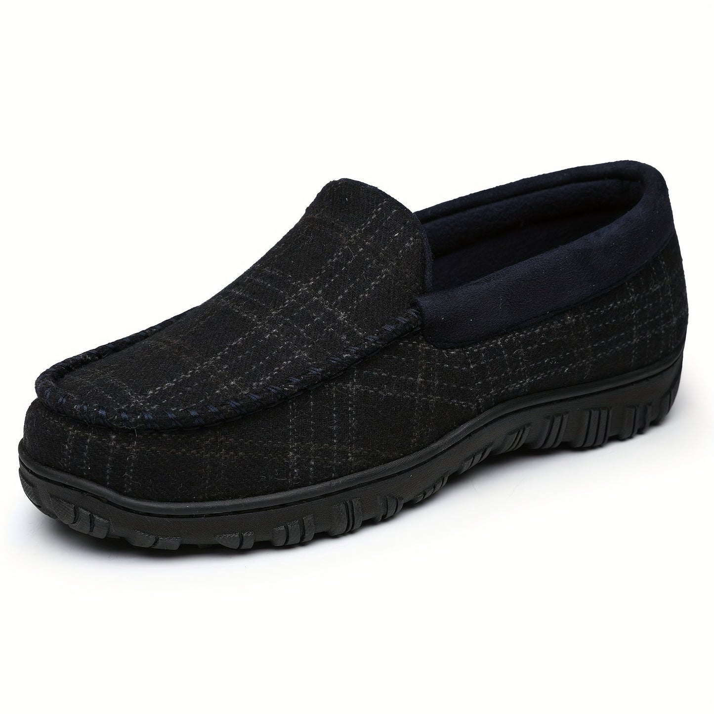 Men's Slip On Loafer Shoes With Bowknot, Comfy Non Slip Casual Rubber Sole Home Shoes For Men's Indoor Activities