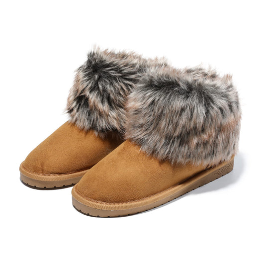 Women's Cozy Short Bootie Slippers, Winter Warm Hard Bottom House Shoes with Fuzzy Lining