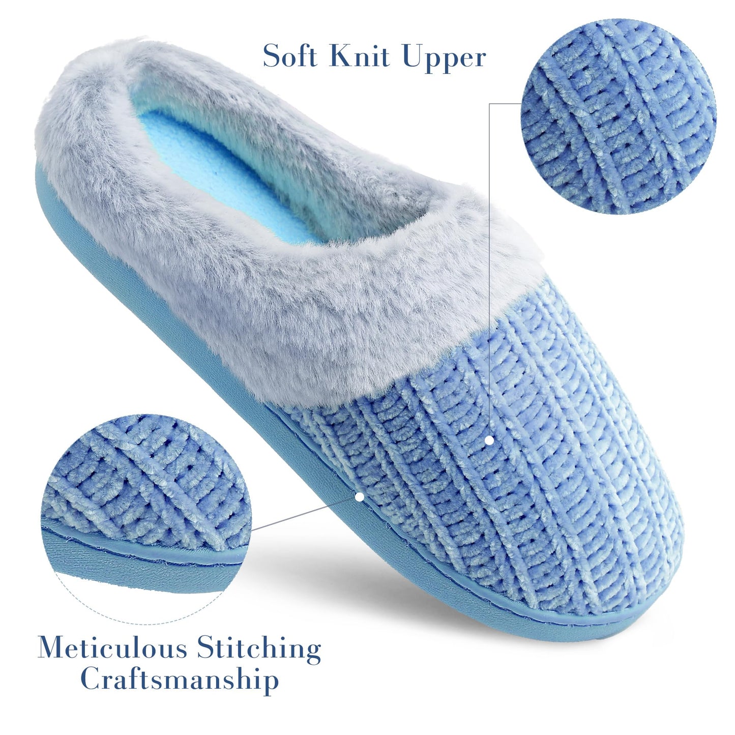 Slippers for Women Memory Foam Fuzzy House Slippers Bedroom Non-slip Warm Fluffy Plush Womens Slippers