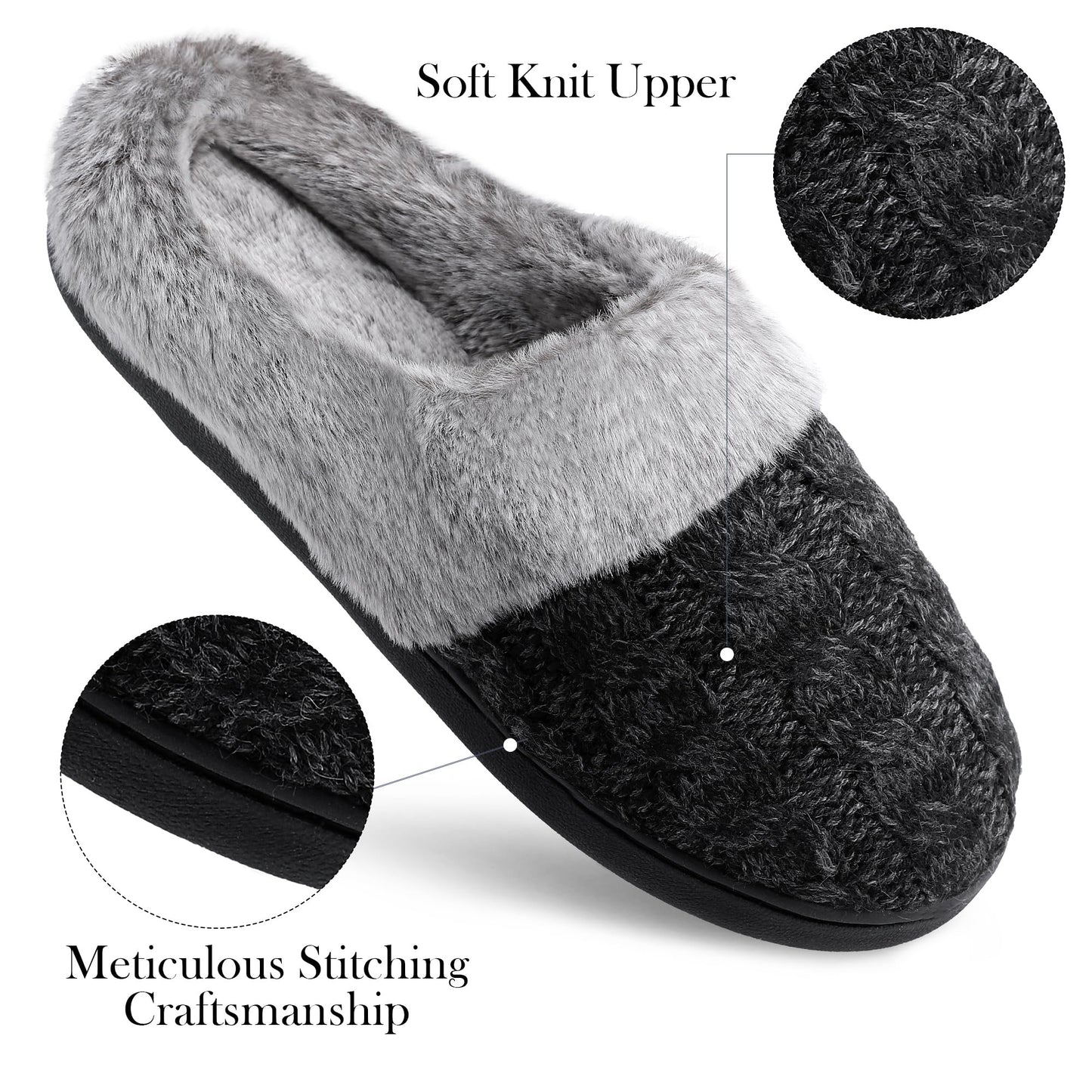 Slippers for Women Memory Foam Fuzzy House Slippers Bedroom Non-slip Warm Fluffy Plush Womens Slippers