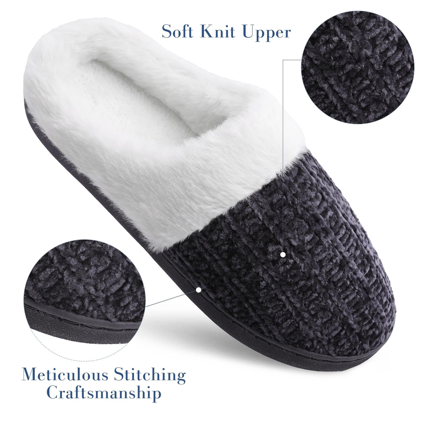 Slippers for Women Memory Foam Fuzzy House Slippers Bedroom Non-slip Warm Fluffy Plush Womens Slippers