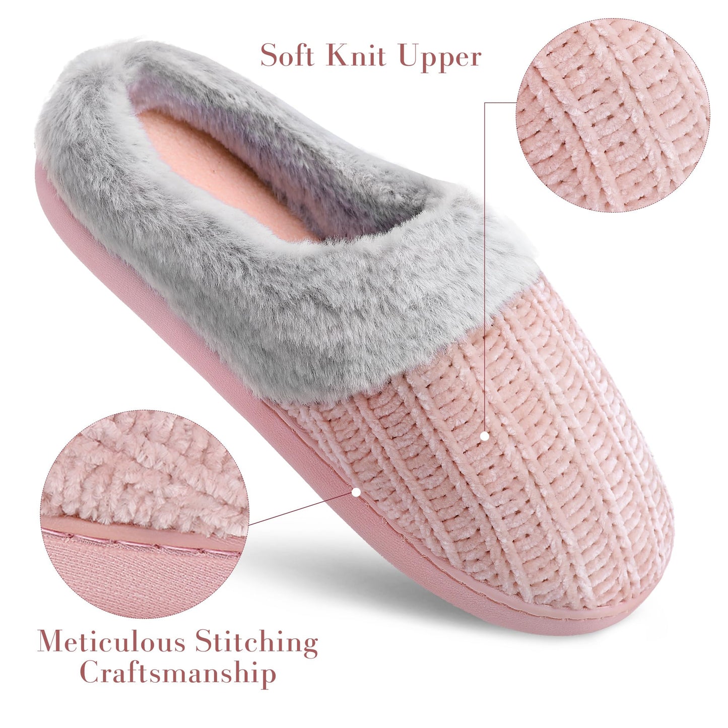 Slippers for Women Memory Foam Fuzzy House Slippers Bedroom Non-slip Warm Fluffy Plush Womens Slippers