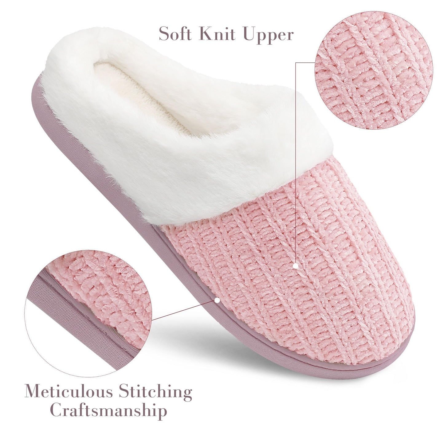 Slippers for Women Memory Foam Fuzzy House Slippers Bedroom Non-slip Warm Fluffy Plush Womens Slippers