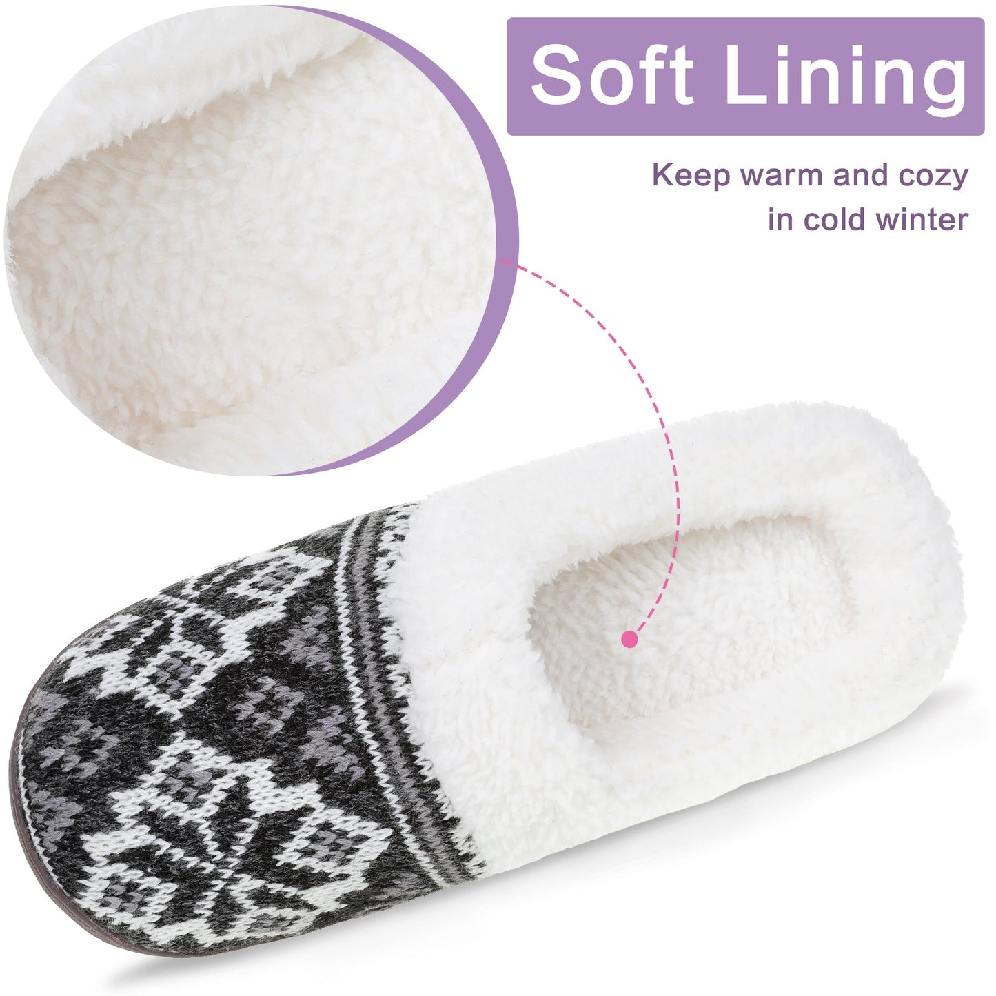 Women's Fuzzy Memory Foam Slippers Chenille Knit Fleece Lined House Shoes