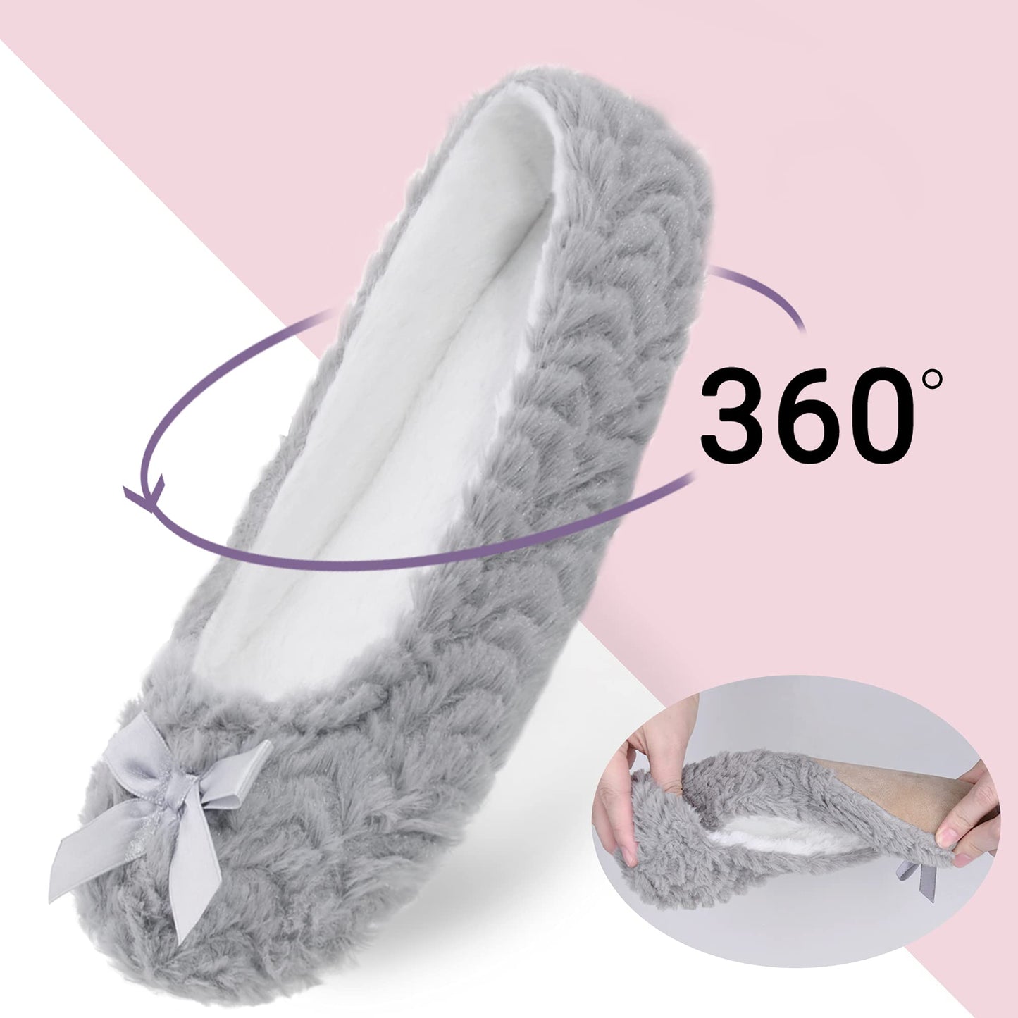 Women's Ballerina Slippers with Comfy Memory Foam Slip-on House Shoes