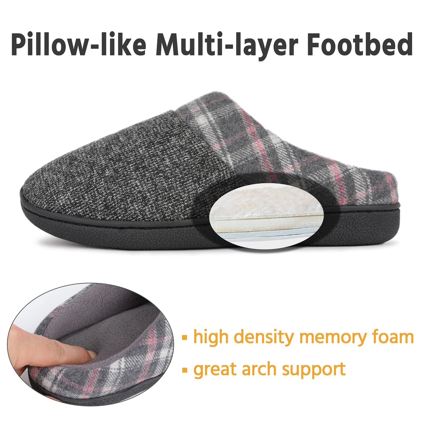 Womens Ultimate Comfort Memory Foam Slippers Cozy Fleece Lined, Non-Slip Soles, Perfect for Indoor Relaxation - Family Friendly House Shoes