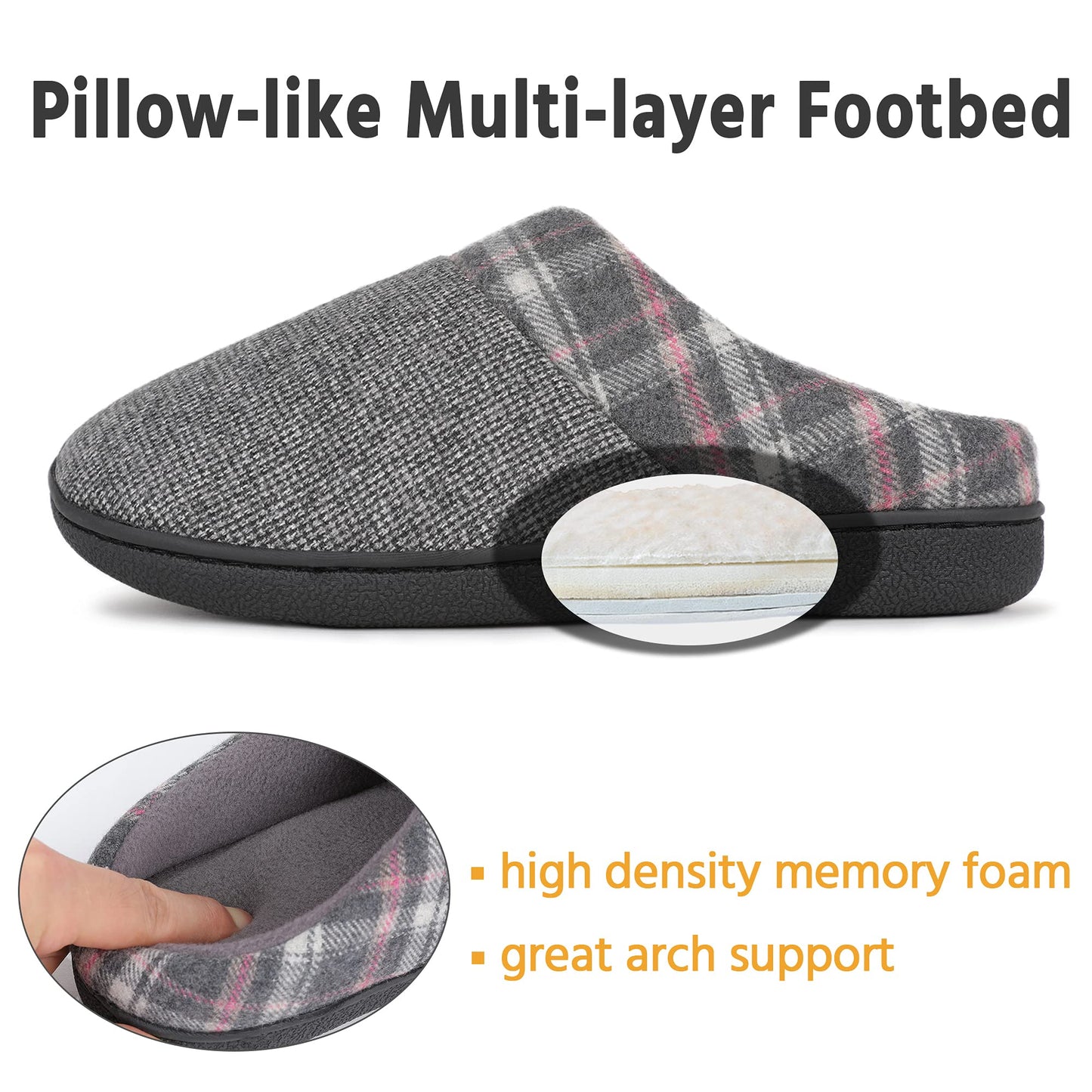 Womens Ultimate Comfort Memory Foam Slippers Cozy Fleece Lined, Non-Slip Soles, Perfect for Indoor Relaxation - Family Friendly House Shoes