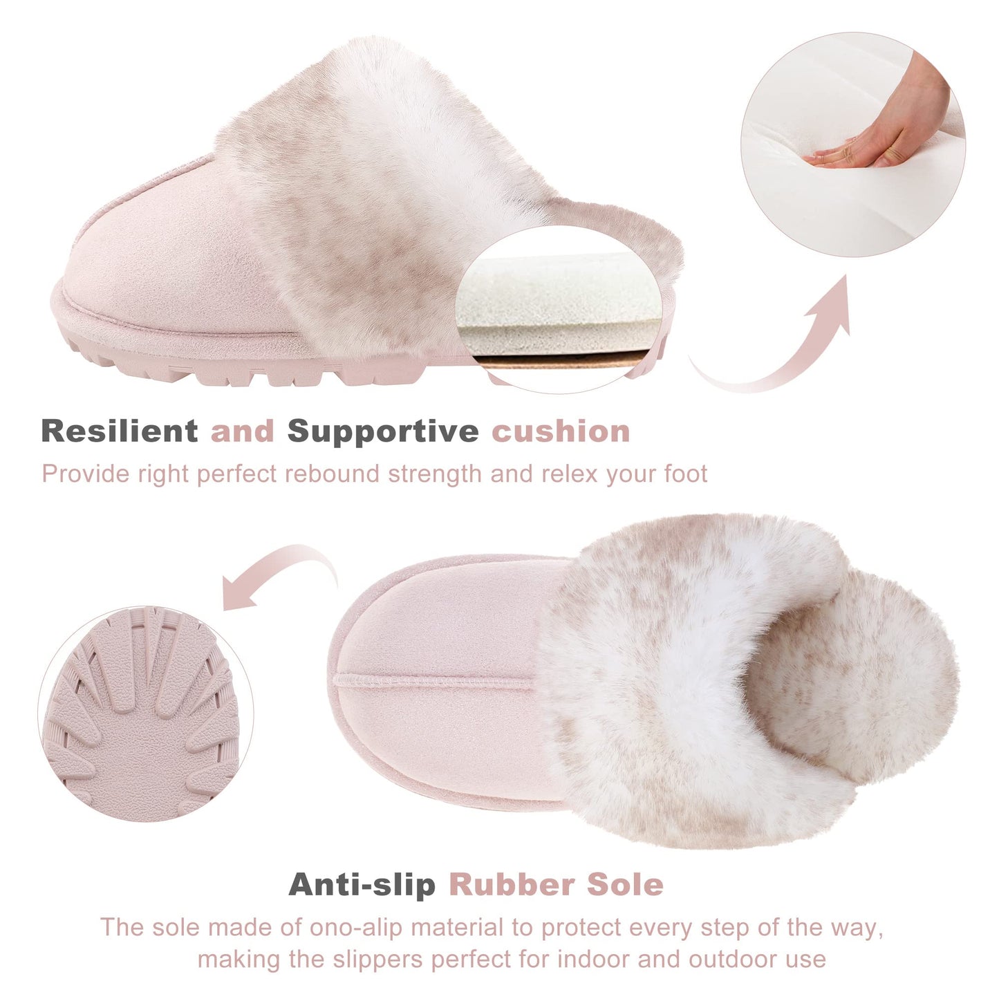 Womens Memory Foam Slippers for Women Indoor Outdoor Womens House Shoes