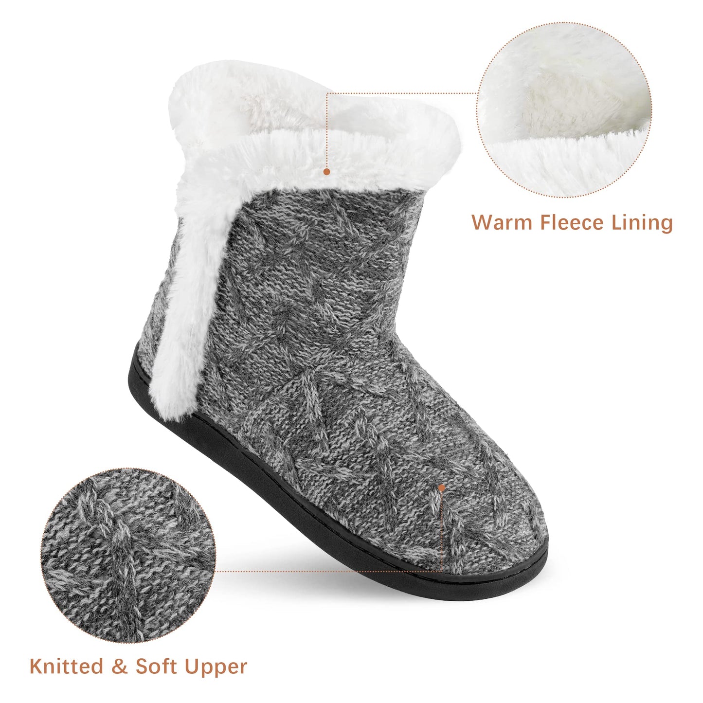 Womens Slipper Boots Warm House Shoes for Women Fuzzy Fleece Knitted Booties