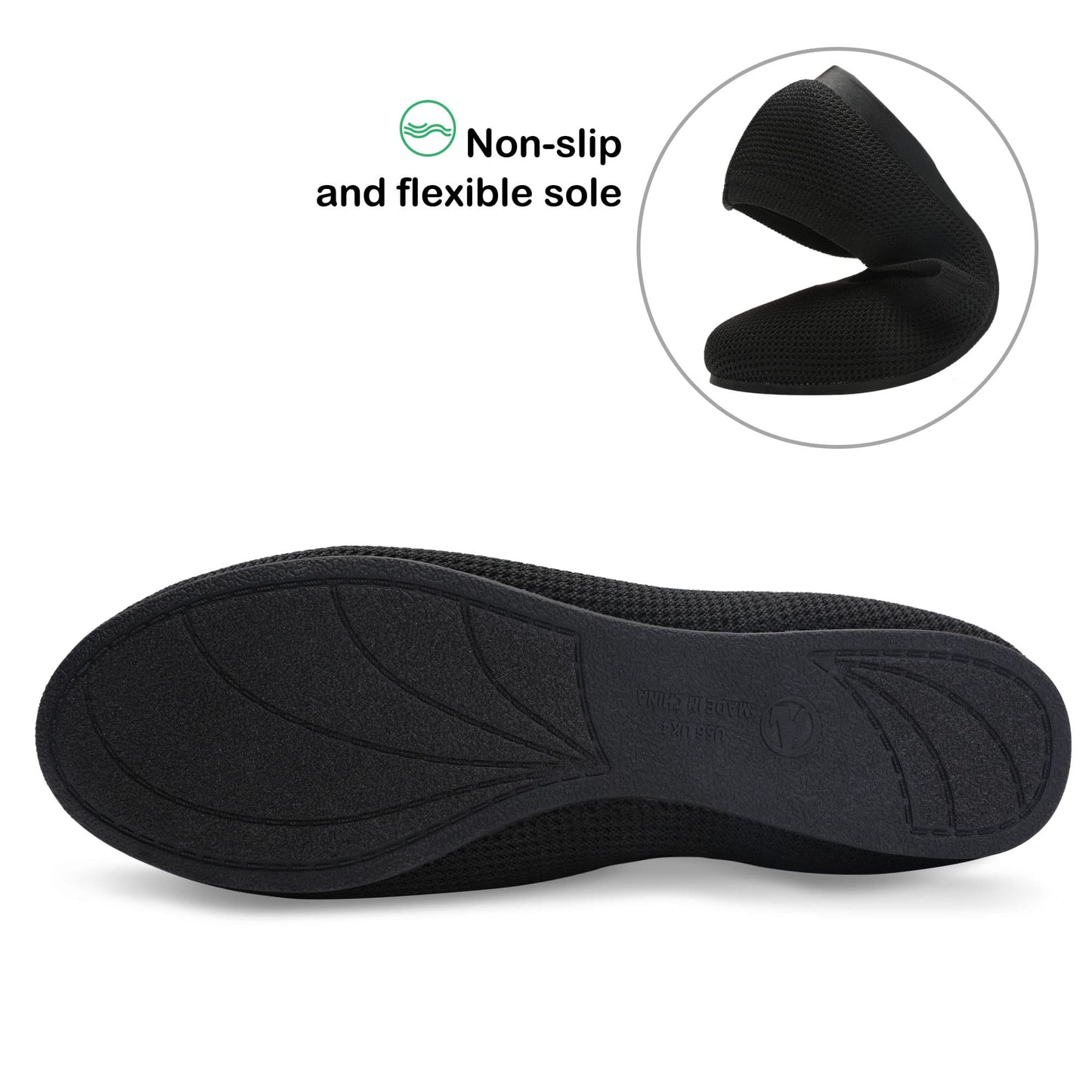 Ballet Flats Shoes for Women, Foldable Knit Women's Flats with Arch Support, Comfortable Shoes for Women Dressy Casual Work Office