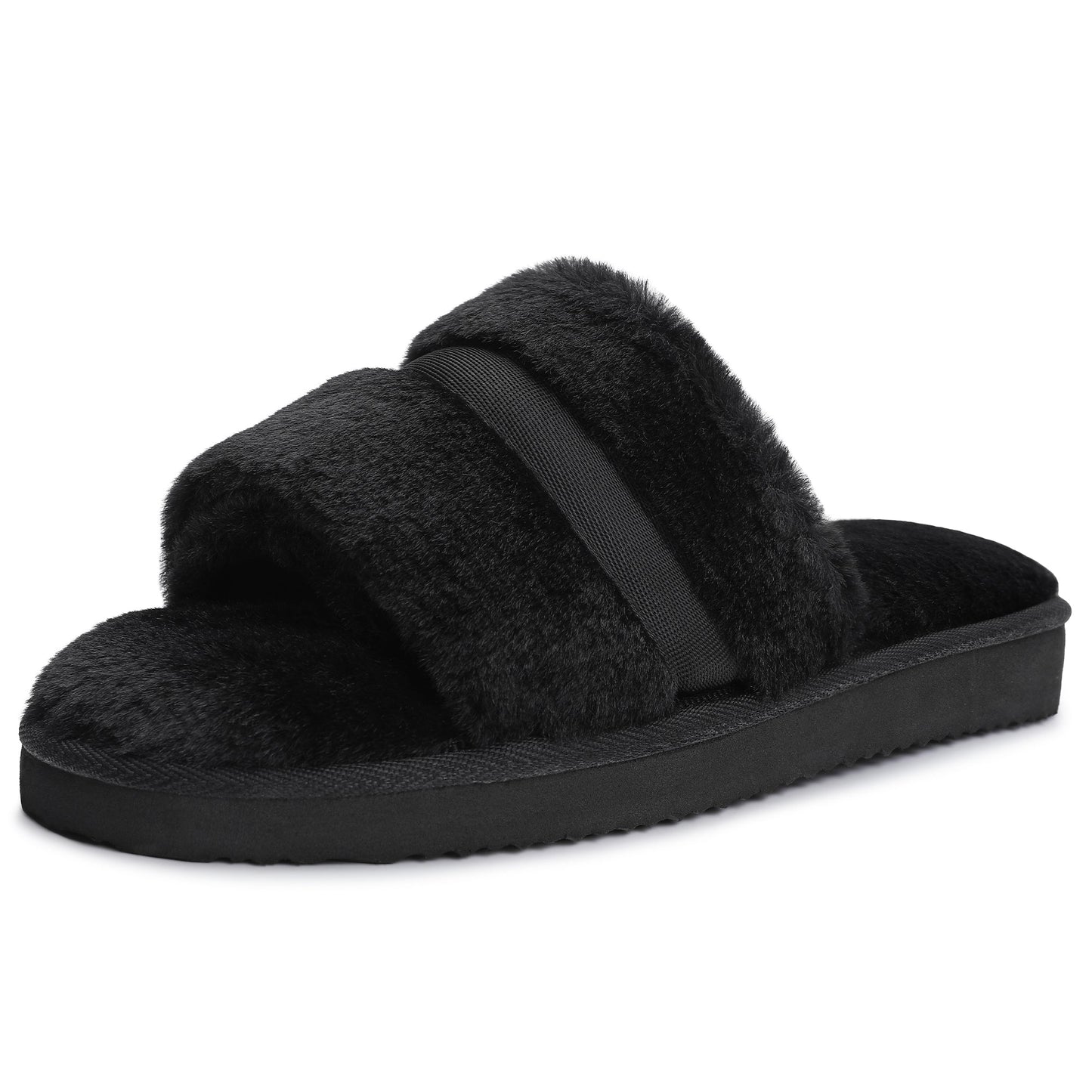 Women's Fuzzy House Memory Foam Slippers, Furry Faux Fur Lined Bedroom Shoes, Cozy Indoor Slide