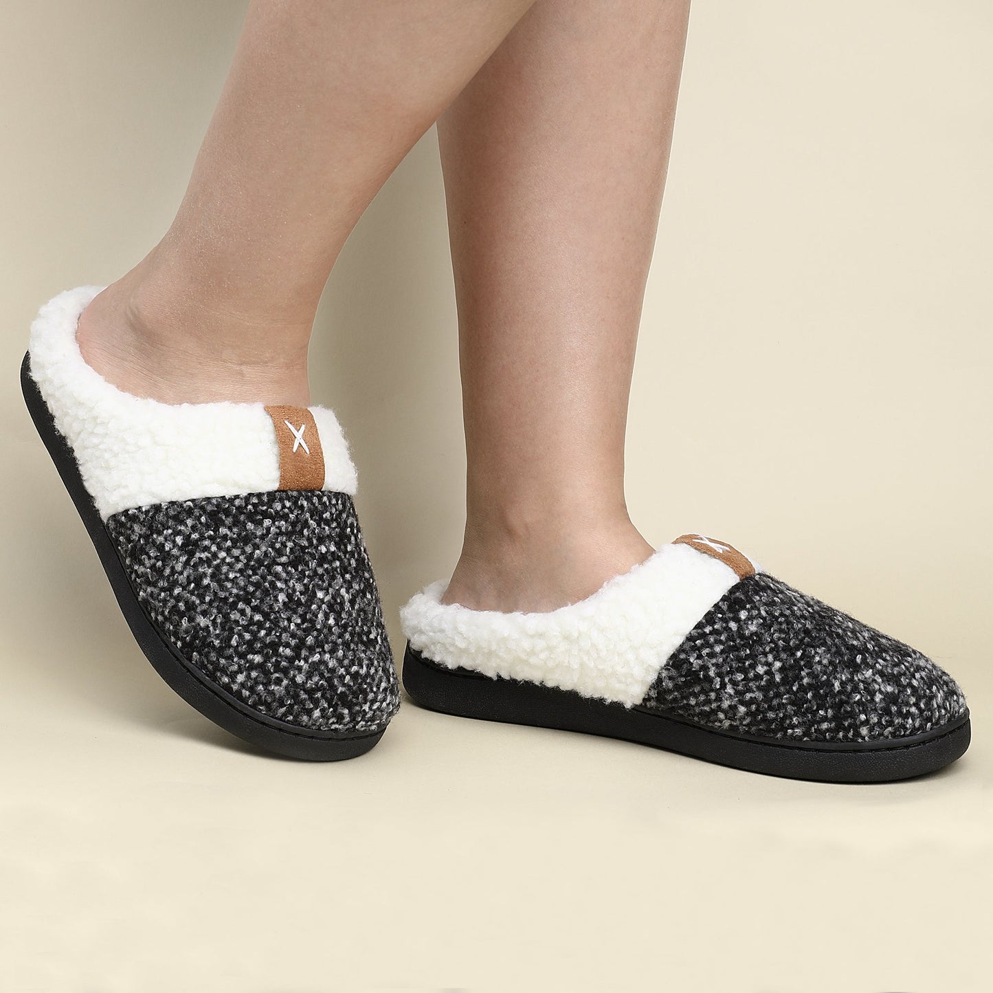 Women's Indoor Bedroom Slipper with Memory Foam, Gift for Women, Wool-Like House Shoe with Anti-Skid Rubber Sole for Ladies