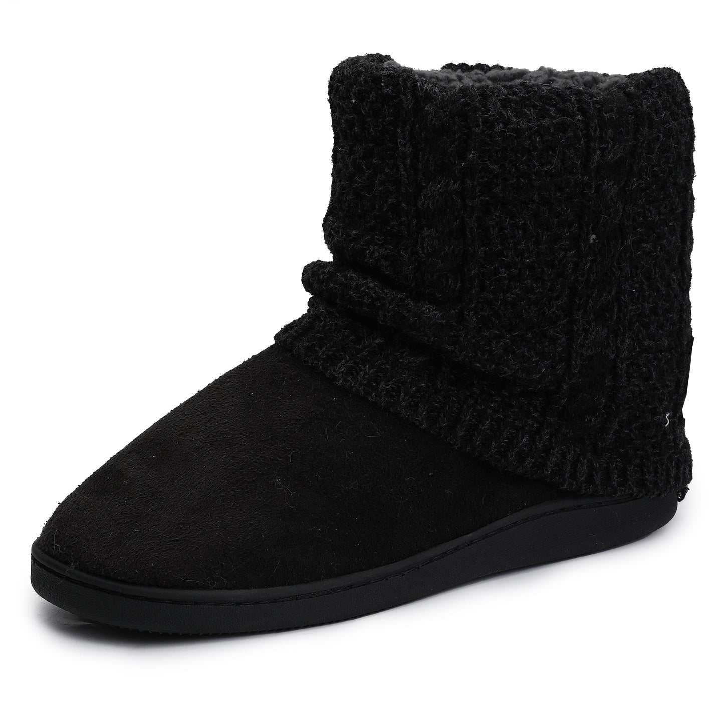 Womens Soft Slipper Booties Warm Knitted Ankle Fuzzy Memory Foam Slippers for Women