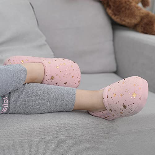 Bigwow Kids Slippers for Girls Toddler Elastic Heel Girls House Shoes Cozy Memory Foam Slippers Indoor Outdoor