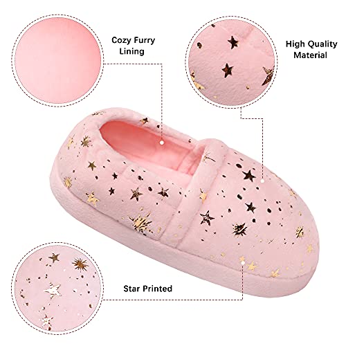 Bigwow Kids Slippers for Girls Toddler Elastic Heel Girls House Shoes Cozy Memory Foam Slippers Indoor Outdoor