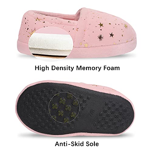 Bigwow Kids Slippers for Girls Toddler Elastic Heel Girls House Shoes Cozy Memory Foam Slippers Indoor Outdoor