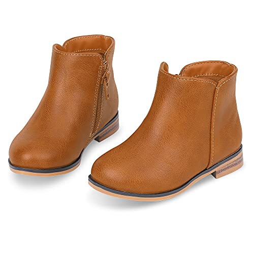 Fupoia Girls Boots Kids Ankle Boots for Girls Side Zipper Booties Teen Fashion Boots for Toddler Short Suede Low Heels Boots