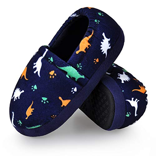 FUPPIA Toddler Slippers Boys House Shoes Indoor Outdoor Memory Foam Slippers Dark Blue Size 7 8 US