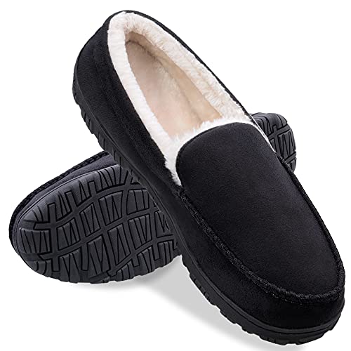 shoeslocker Men Slippers Indoor Outdoor Anti-Slip Slippers for Men Warm Plush