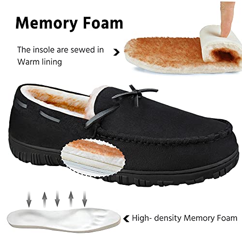 MIXIN Mens Slippers Moccasins Slippers for Men Warm House Shoes with Cozy Memory Foam Hard Sole Men's Indoor Outdoor Slippers