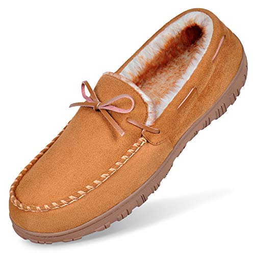 MIXIN Mens Slippers Moccasins Slippers for Men Warm House Shoes with Cozy Memory Foam Hard Sole Men's Indoor Outdoor Slippers