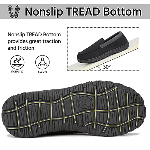 NCCB Mens Moccasin Slippers Memory Foam Microsuede Anti-skid Indoor Outdoor Casual House Slippers