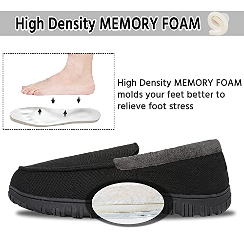 NCCB Mens Moccasin Slippers Memory Foam Microsuede Anti-skid Indoor Outdoor Casual House Slippers