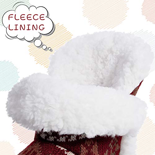 Women Comfort Warm Fluffy Faux Fur Slipper Boots Soft Memory Foam Ankle Booties House Pull on Shoes Anti-Slip Sole Indoor Outdoor (9, Red, numeric_9)