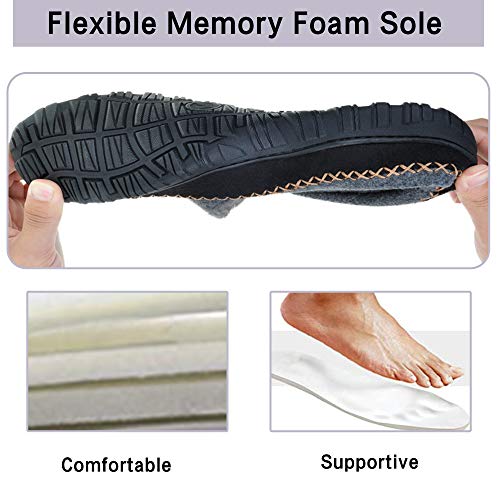 MIXIN Mens Moccasin Slippers - Memory Foam Slip on Clog Comfort Micro Fur Lining House Shoes