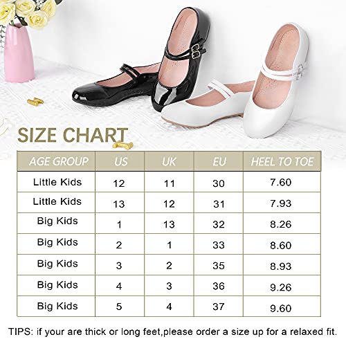 MIXIN Girls Mary Jane Shoes School Uniform Dress Shoes Princess Girls Flat for Wedding Little Kid Black Size 11