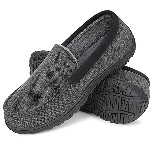 NCCB Mens Moccasin Slippers Memory Foam Microsuede Anti-skid Indoor Outdoor Casual House Slippers