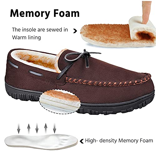 MIXIN Mens Slippers Moccasins Slippers for Men Warm House Shoes with Cozy Memory Foam Hard Sole Men's Indoor Outdoor Slippers