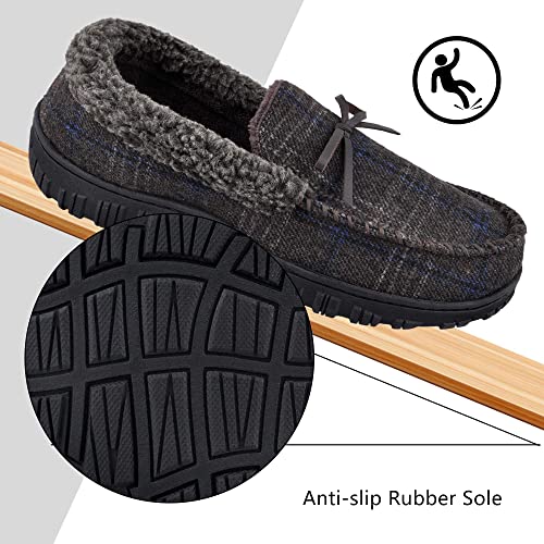 shoeslocker Bedroom Slippers for Mens Indoor Outdoor Mens Moccasin House Shoes Anti- Slip Slippers Brown Size 8