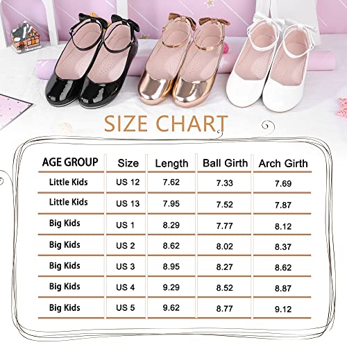 Bigwow Girls Gold Dress Shoes Mary Jane Princess Shoes for School Uniform Wedding Church Party Ballerina Flat Shoes with Ankle Strap Little Kids Gold Size 13