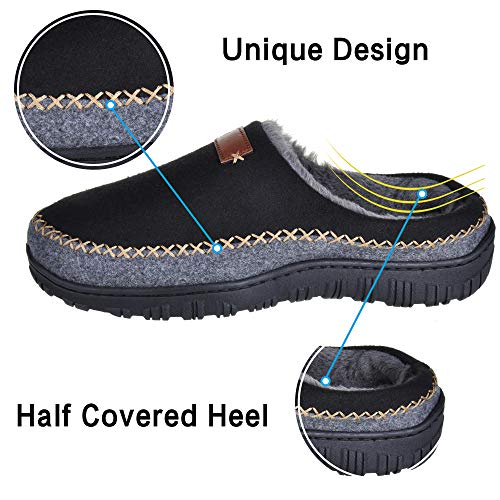 MIXIN Mens Moccasin Slippers - Memory Foam Slip on Clog Comfort Micro Fur Lining House Shoes