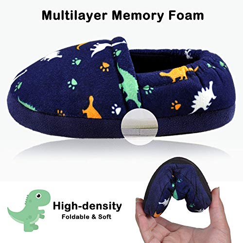 FUPPIA Toddler Slippers Boys House Shoes Indoor Outdoor Memory Foam Slippers Dark Blue Size 7 8 US