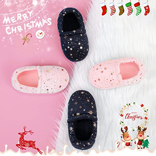 Bigwow Kids Slippers for Girls Toddler Elastic Heel Girls House Shoes Cozy Memory Foam Slippers Indoor Outdoor