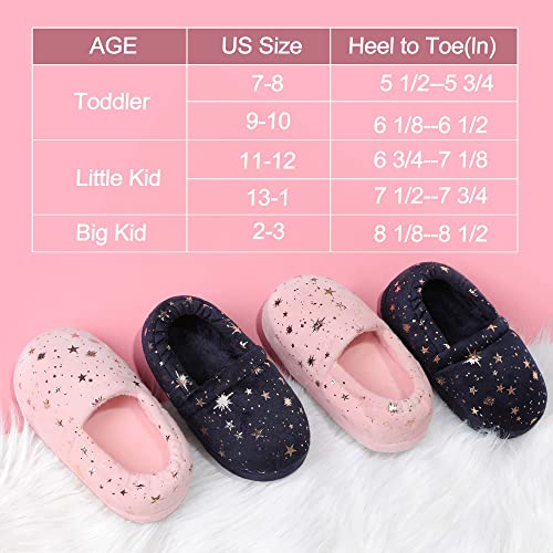 Bigwow Kids Slippers for Girls Toddler Elastic Heel Girls House Shoes Cozy Memory Foam Slippers Indoor Outdoor