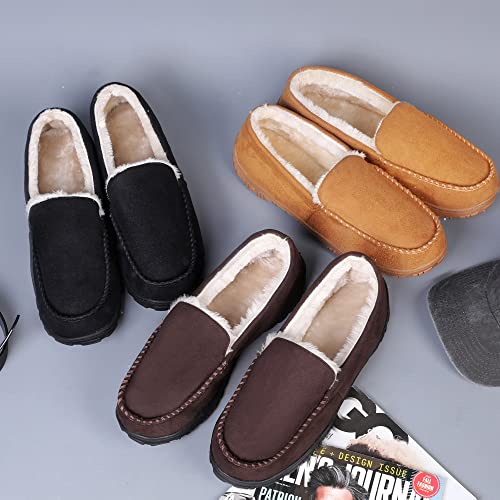 shoeslocker Men Slippers Indoor Outdoor Anti-Slip Slippers for Men Warm Plush