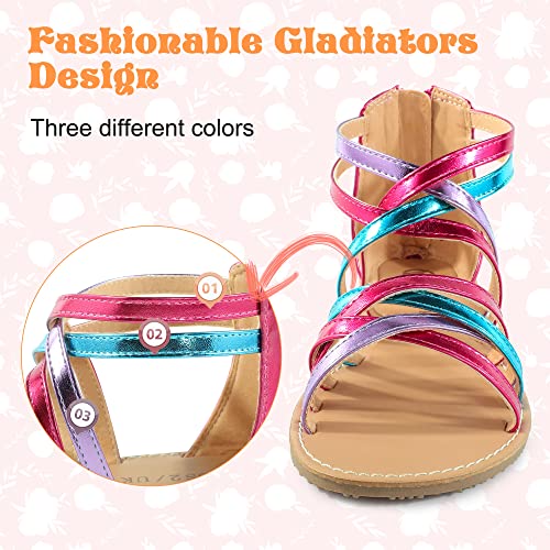 Berhood Girls Sandals Open Toe Flat Sandals with Heel Zipper Multicolor Size 3